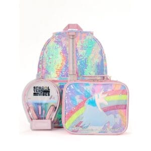 Sequin Unicorn Backpack/Lunchbox/Head Phone Set